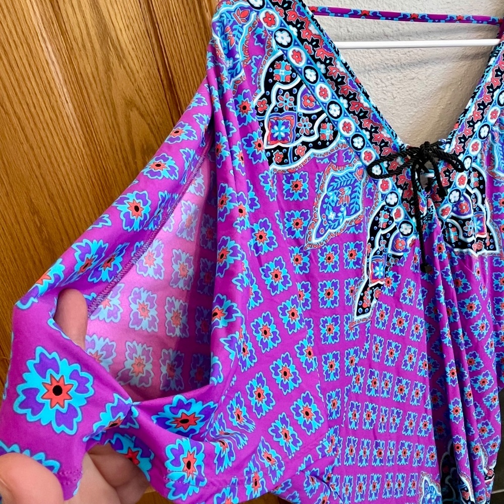 Nannette Lepore Purple Moroccan Medallion Swimsuit Cover Up Tunic Small - Picture 5 of 9